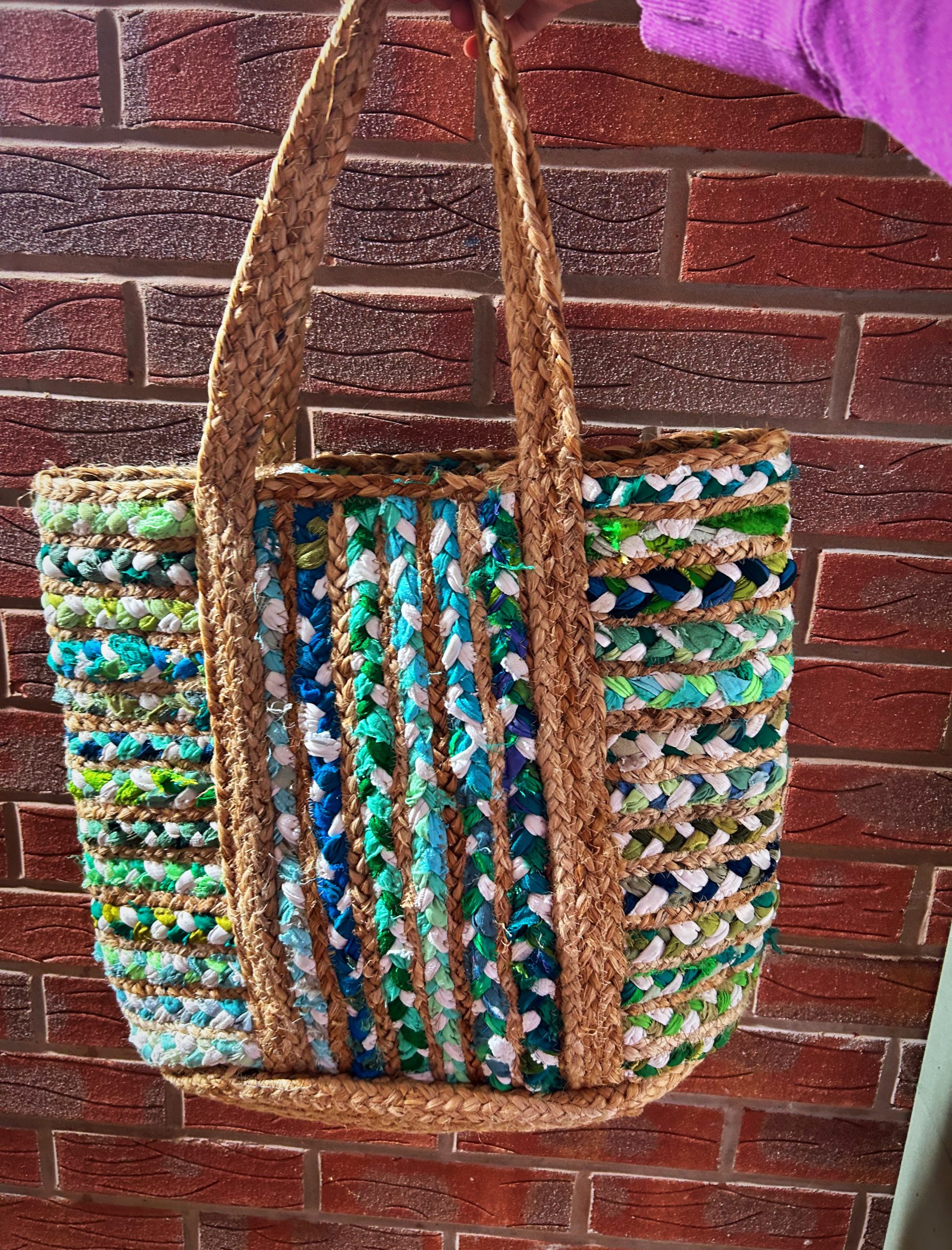 Handmade-Recycled Jute & Cotton Shopper -Tote-Shoulder Bag
